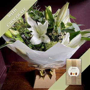 White Lily Bouquet &amp; Chocolates