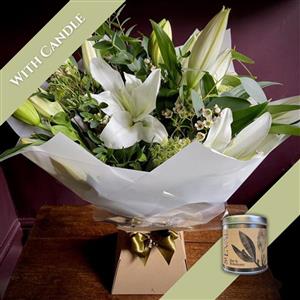 White Lily Bouquet &amp; Candle